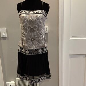 Sue Wong Black and Silver Mini Dress - vintage size 4